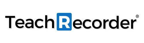 TeachRecorder white logo for classroom recording and language learning software